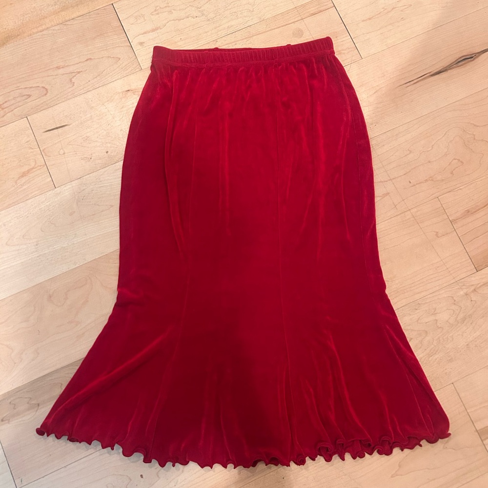 Elegant Red Velvet Skirt